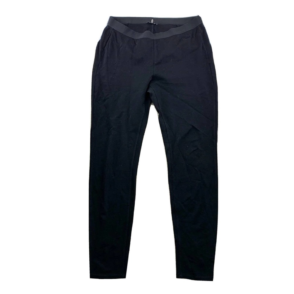 Eileen Fisher Women Pull On Medium Pants Black Viscose Skinny Slim 29" 24-17